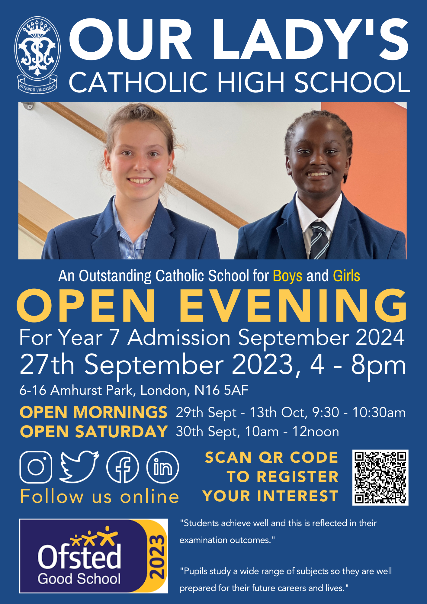 Our Lady's Flyer Open Evening Flyer 2023